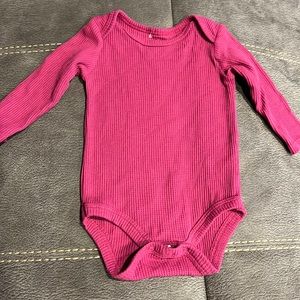 Chick Pea long sleeve magenta baby girl thermal onesie 6-9 months.